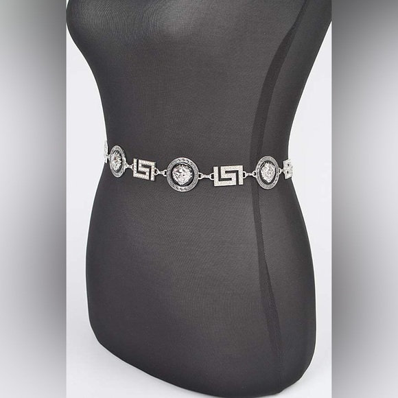 Plus Size Gold or Silver Medallion Chain Statement Belt main image 4